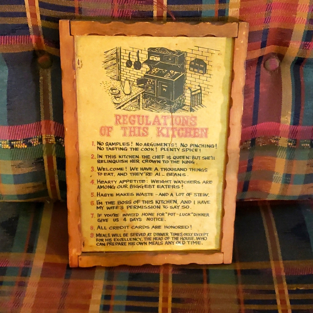 Vintage, Regulations Of This Kitchen Wooden Plaque